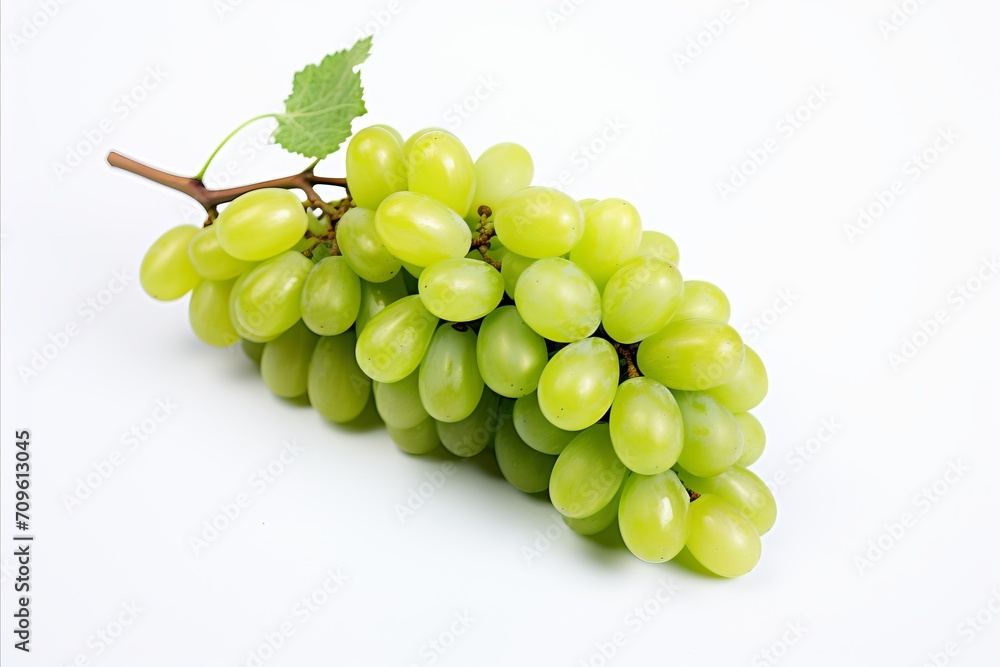Fresh green grape isolated on white background   high quality detailed image for advertising