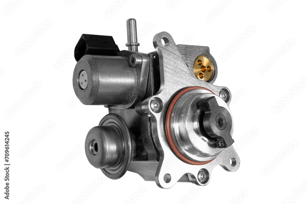 New car high pressure fuel pump on white background