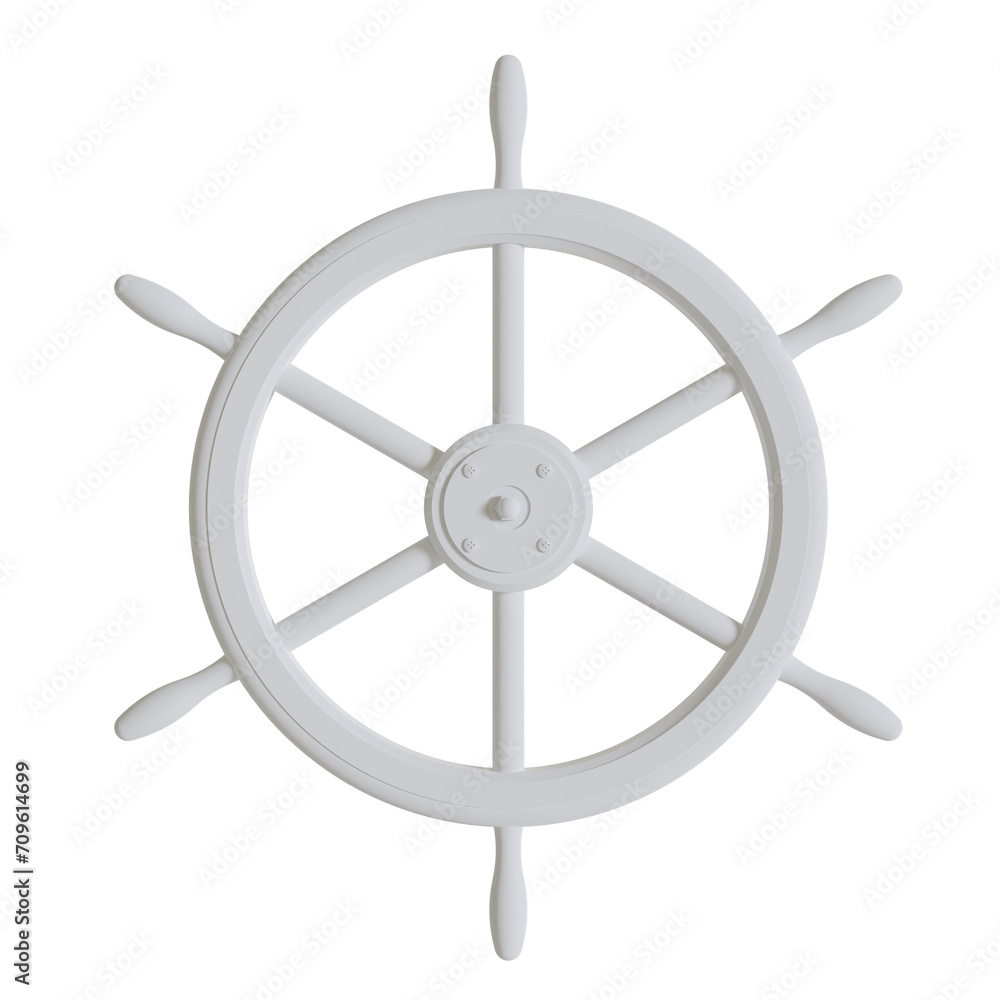 Obraz premium Rudder Steering wheels boat accessory 3D rendering
