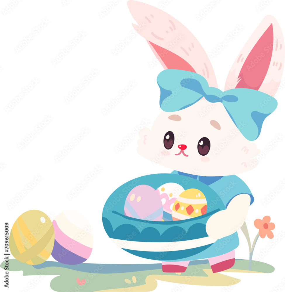 easter bunny cute elements flat style illustration easter bunny cute elements flat style illustration