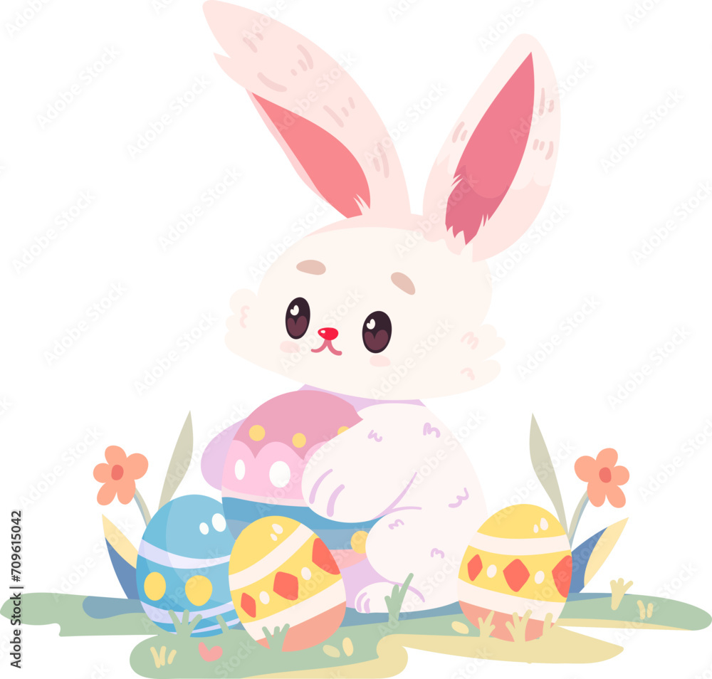 easter bunny cute elements flat style illustration easter bunny cute elements flat style illustration