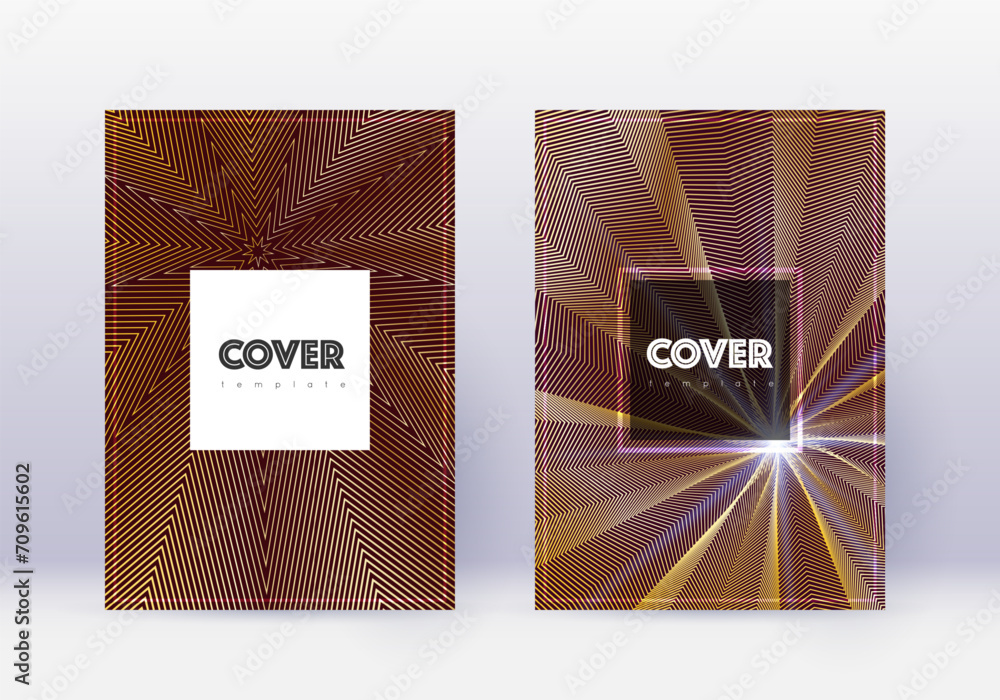 Hipster cover design template set. Gold abstract l Hipster cover design template set. Gold abstract l