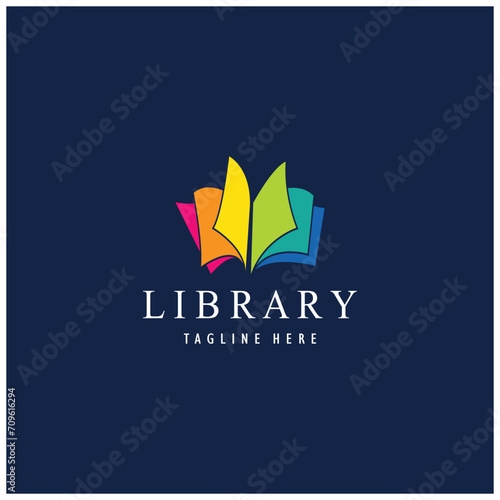 book or library logo for bookstores, book companies, publishers, encyclopedias, libraries, education, digital books, vectors