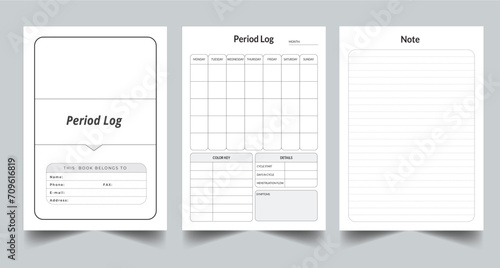 Editable Period Log Planner Kdp Interior printable template Design.