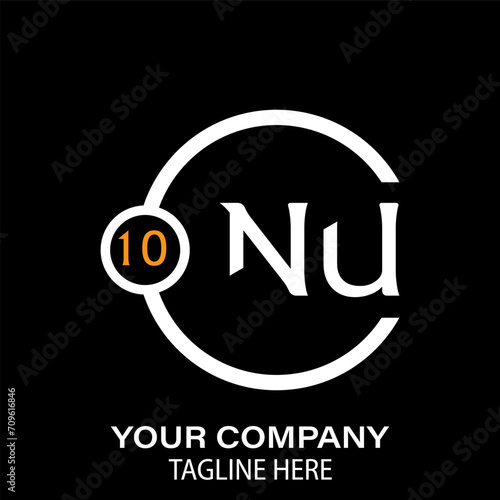 NU Letter Logo design. black background. NU Letter Logo Circular Concept.