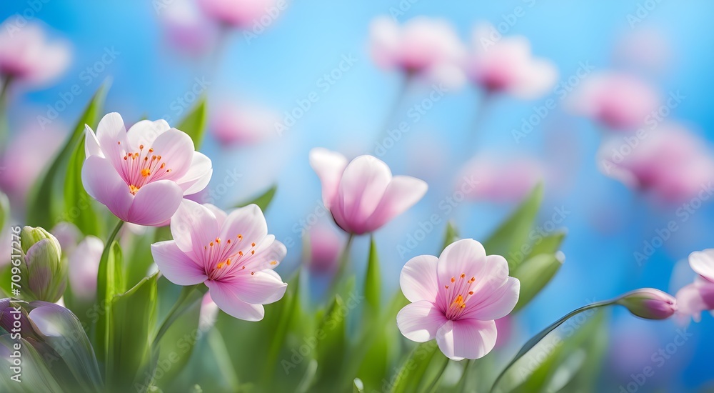 Obraz premium Beautiful spring flowers on a blurred background