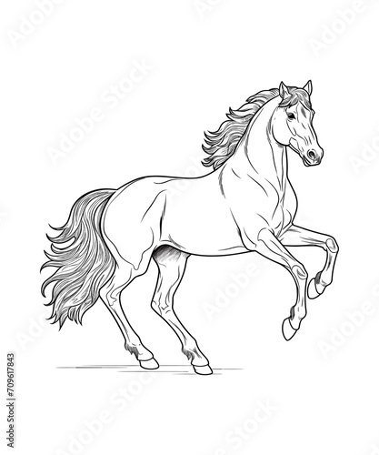 black outline vector Horse isolated on a white background. Horse Illustration 