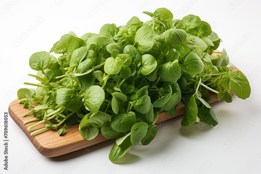 a pile of green leaves sitting on top of a cutting board on top of a white table next to a wooden cutting board. a pile of green leaves sitting on top of a cutting board on top of a white table next to a wooden cutting board.