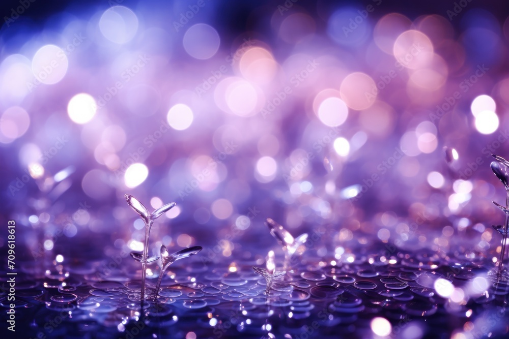  a close up of water droplets on a surface with a blurry image of the water droplets on the surface.