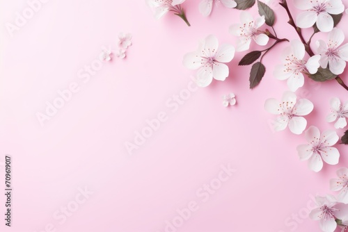  a pink background with white flowers and leaves on the top of the image is a pink background with white flowers and leaves on the bottom of the.