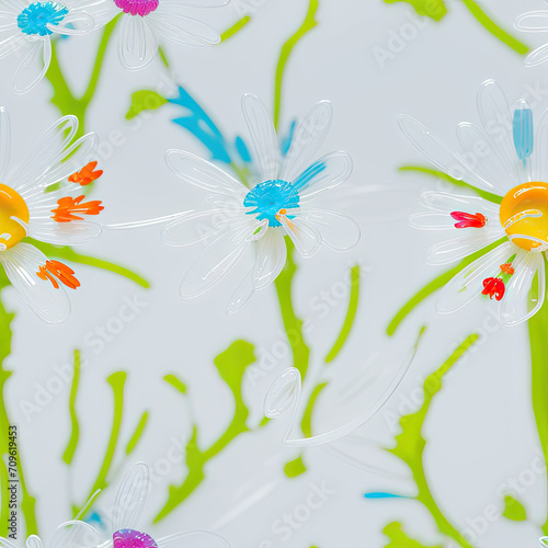 Glass flowers. Abstract seamless pattern. AI generated. © homeworlds