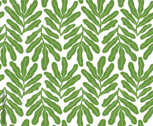 Vector seamless pattern with groovy green leaves. Abstract background in matisse style © Ольга Дикун