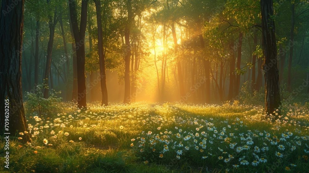 Fototapeta premium sunrise in the forest. 