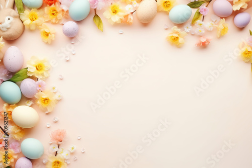 delicate flowers, dreamy style, ethereal light, eggs, easter, top view, pink