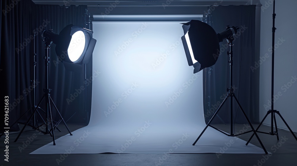 Product showcase. Dark background of a studio. Use as a montage when showcasing products.