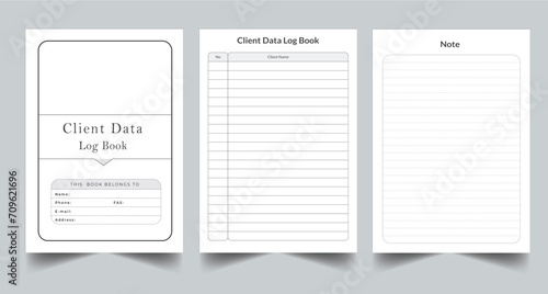 Editable Client Data Log Book Planner Kdp Interior printable template Design. photo
