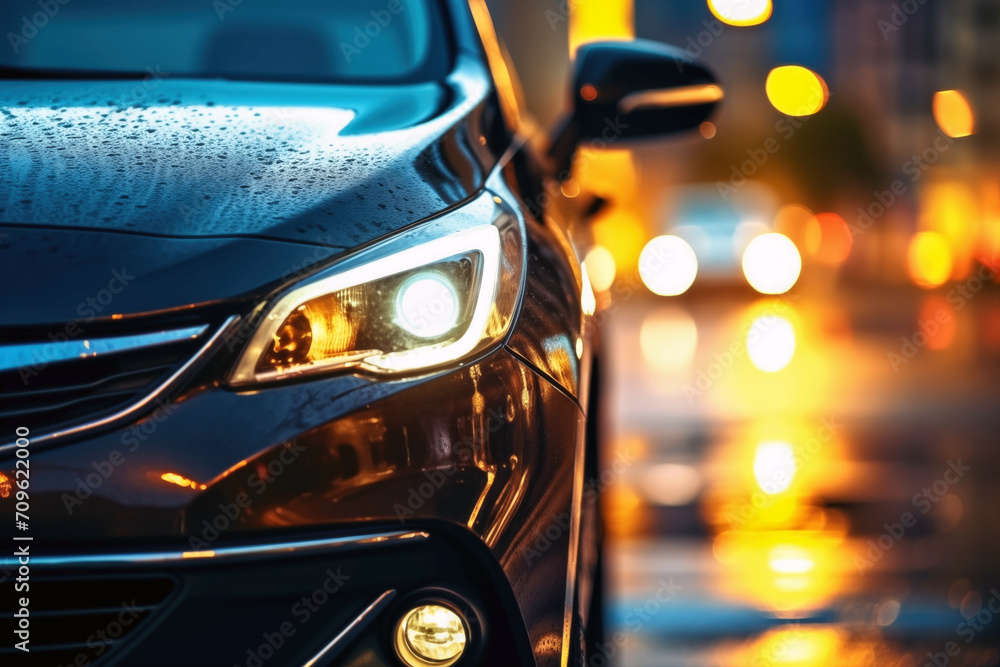 custom made wallpaper toronto digitalClose-up of the headlights of a modern car in the city