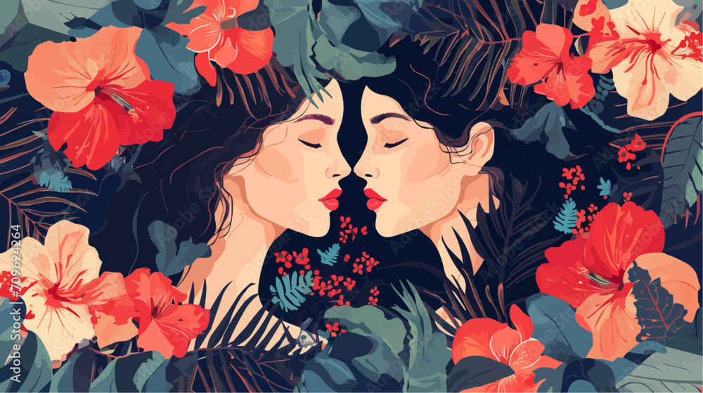 portrait of a woman with flowers portrait of a woman with flowers