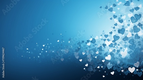 A beautiful blue colored background with hearts, leaving space for text, blurred background - Generative AI