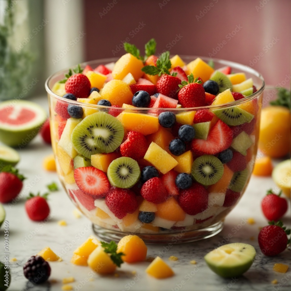 Colorful Fruit Salad in bowl. AI Generated. Colorful Fruit Salad in bowl. AI Generated.