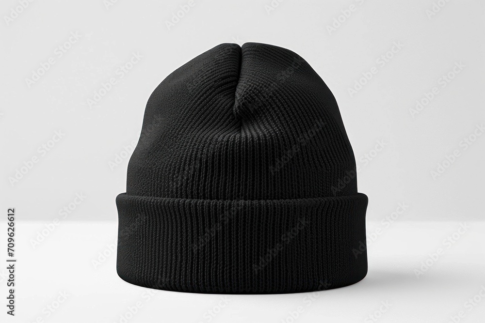 custom made wallpaper toronto digitalA blank black beanie hat is showcased against a pristine white background for design mockup purposes.
