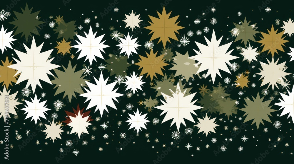 a group of snowflakes on a black background with white and gold snowflakes on the bottom of them. a group of snowflakes on a black background with white and gold snowflakes on the bottom of them.