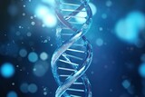 Dna on blue background with a blurring light inside