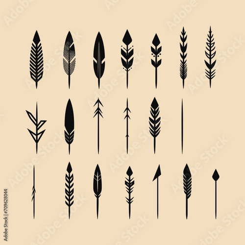 arrow set Clipart icon silhouette