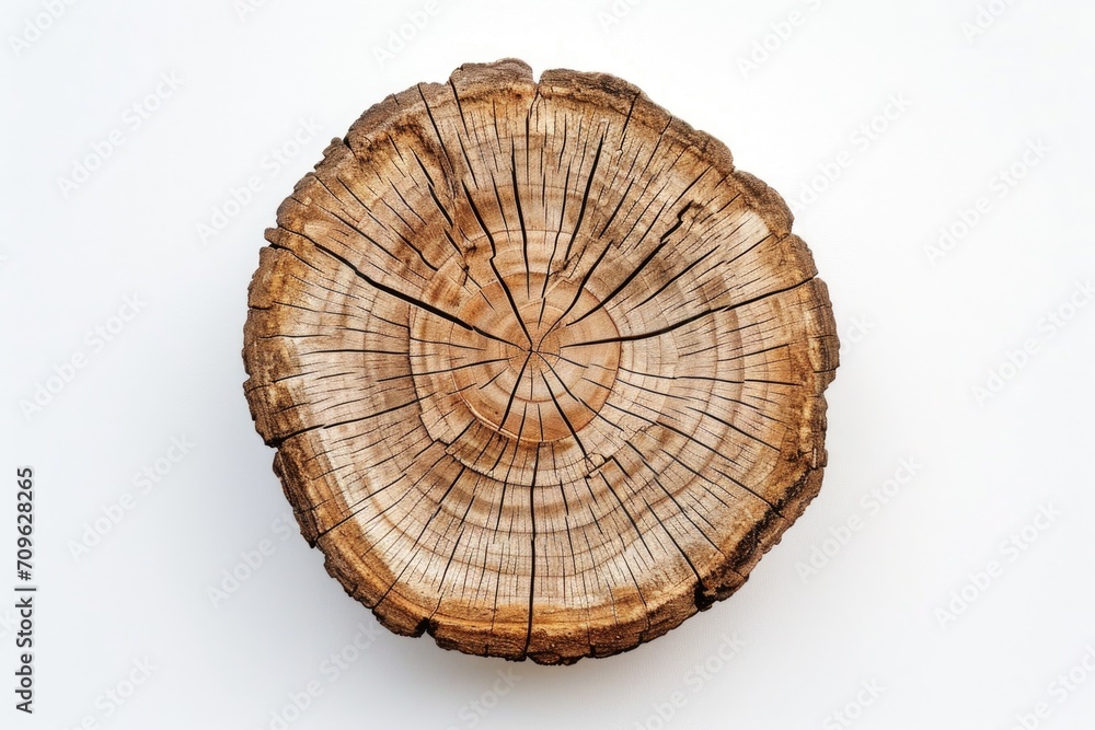 Fototapeta premium A piece of wood that has been cut in half. Can be used as a background or texture in various design projects
