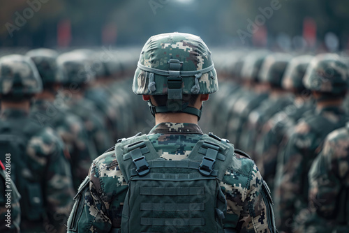 Soldaten in vollständiger Tarnuniform photo