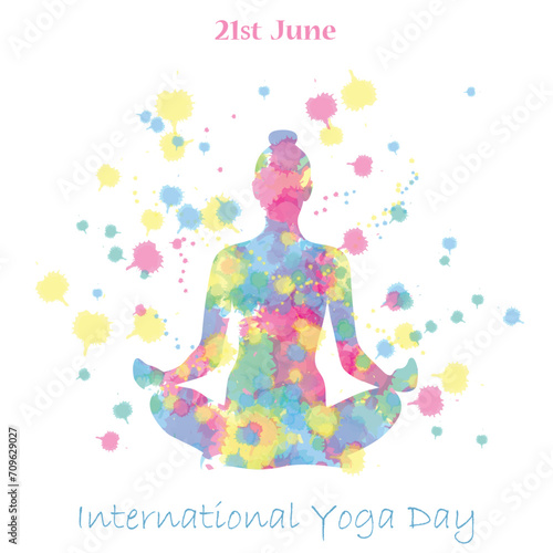 International Yoga day 21 june web banner , vector. Meditation Practice Yoga Colorful Fitness Concept. colorful  illustration