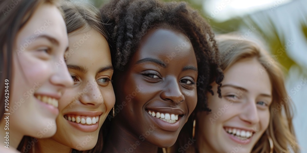 Fototapeta premium A group of women standing next to each other. Versatile image that can be used for various purposes