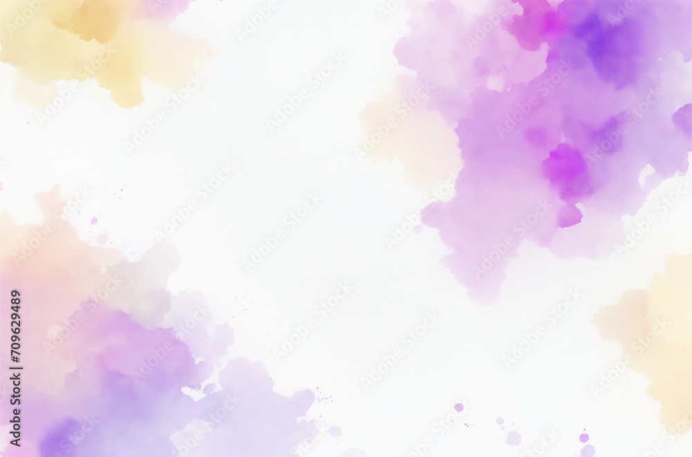 Abstract Watercolor Background in Purple and Yellow