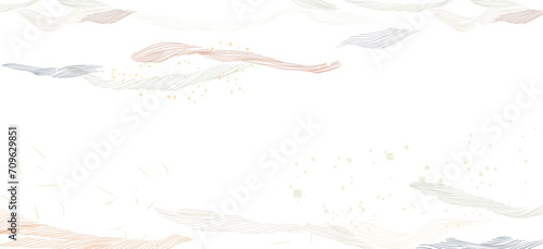 Hand drawn line wave pattern vector. Abstract background with geometric pattern. Mountain layout design in oriental style.