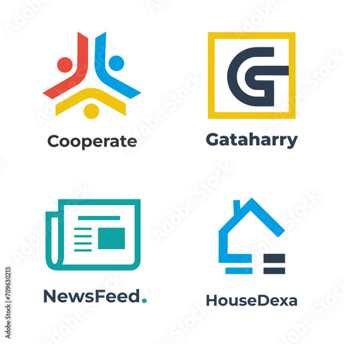Set of real estate logo icons. Vector illustration of a house, letter G and house logo. Corporate logo design template pack.