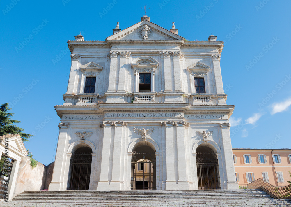 Rome - The facae of church St. Gregory - Chiesa di San Gregorio al Cielo.