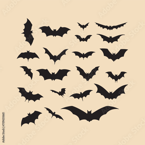 bat set Clipart icon silhouette