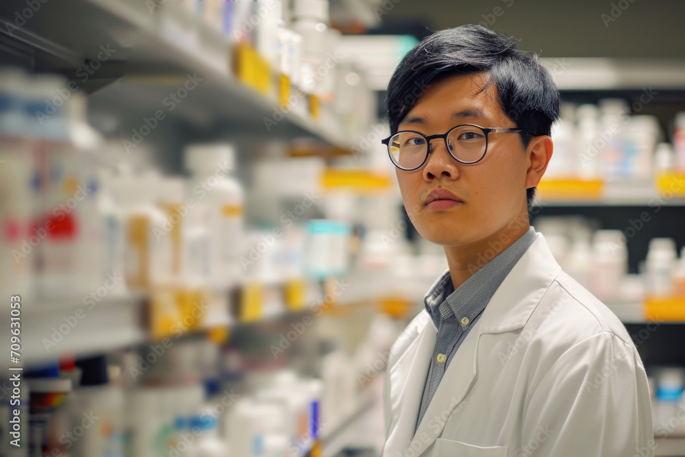 Observant Asian Pharmacist Enhances Customers' Medication Experience With Superior Knowledge