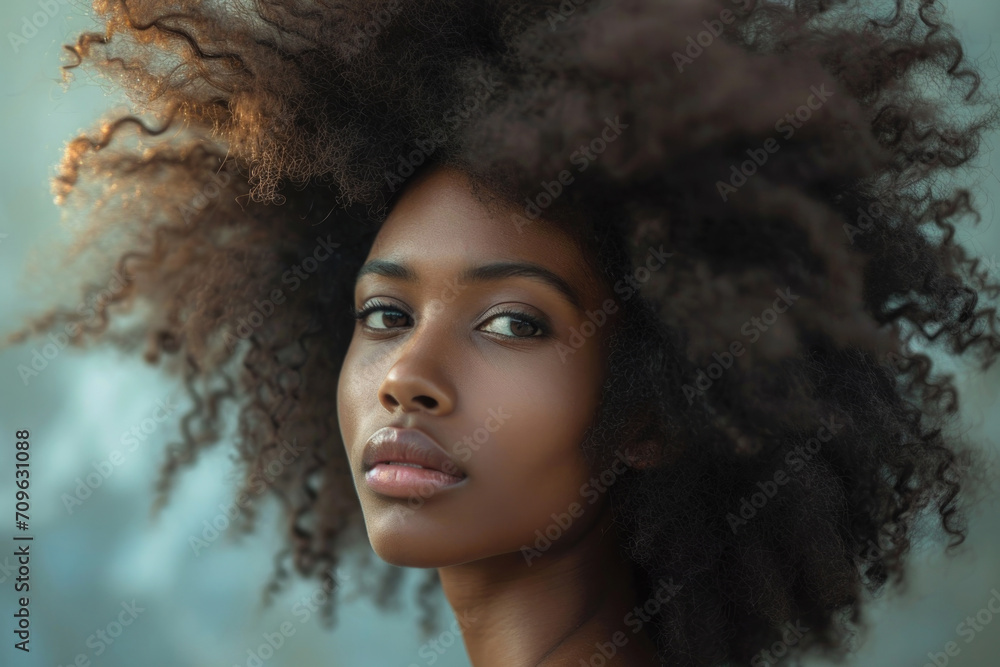 Elegant African American Woman With Beautiful Afro Hair Sways It With Grace Elegant African American Woman With Beautiful Afro Hair Sways It With Grace