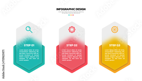 vector three steps hexagonal infographic template design