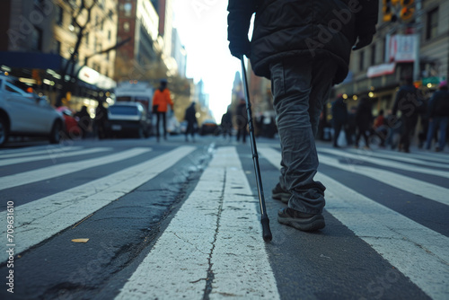 Empowered Visually Impaired Individual Navigating The Urban Landscape With Confidence