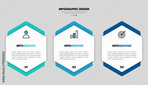 vector three steps hexagonal infographic template design