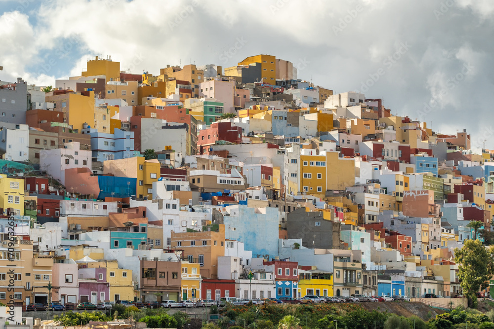 Colourful houses in Las Palmas de Gran Canaria, Spain