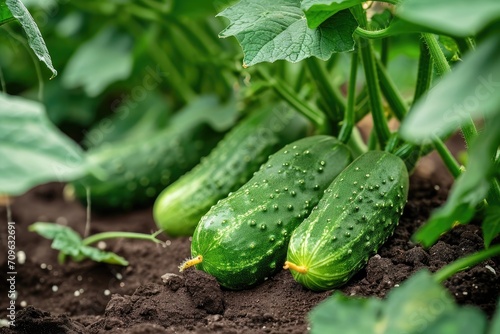 Organic cucumbers cultivation. Growing vegetables in the garden