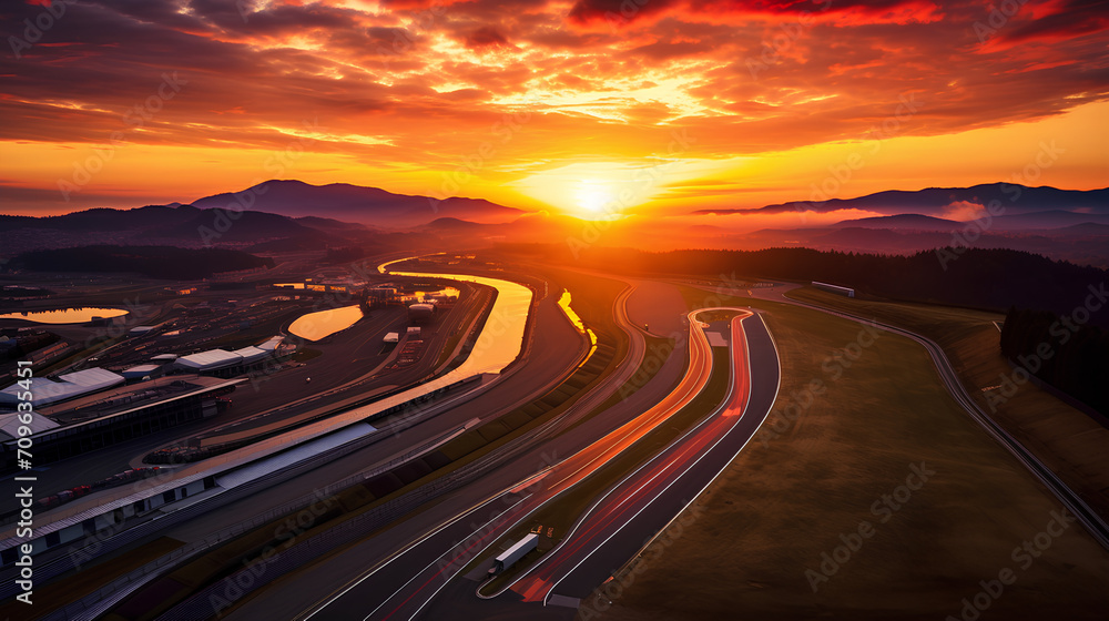 Top View International Circuit morning sunset view