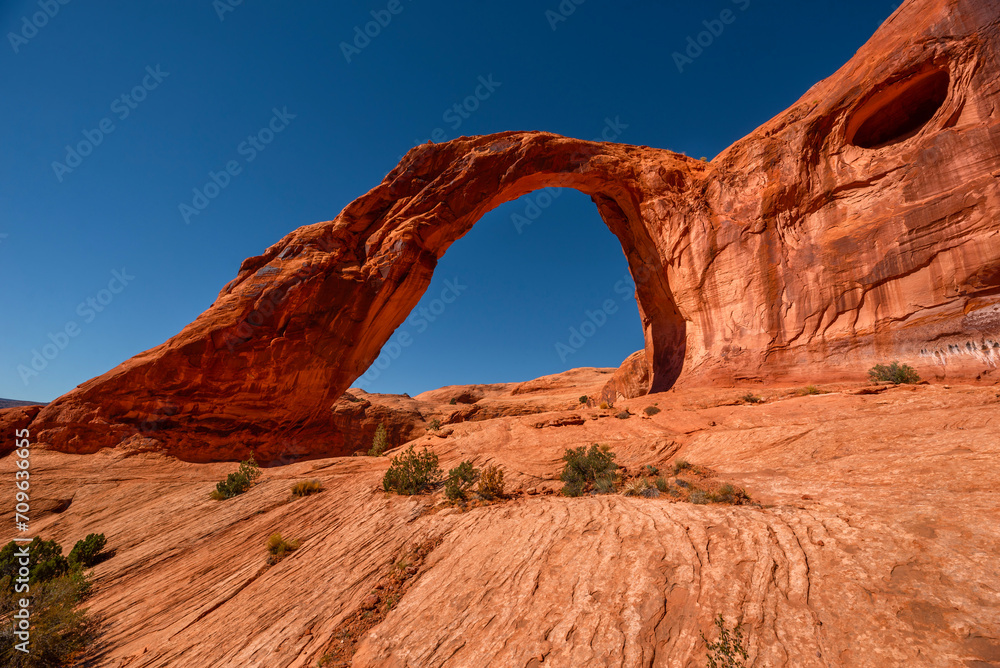 Corona Arch in Moab, Utah on a sunny day