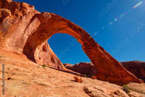 Corona Arch in Moab, Utah on a sunny day