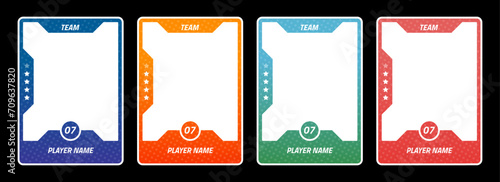 Sports trading card templates. A collection of player frames for sports, online games and business events. A pack of borders applicable in football, basketball and hockey. Vector design. photo