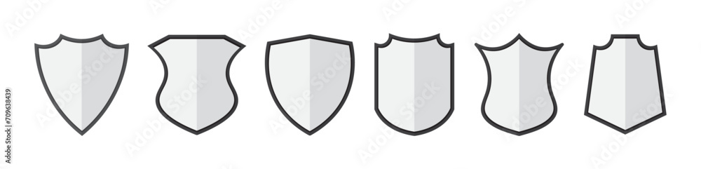 Collection flat shield protection defense vector illustration Collection flat shield protection defense vector illustration