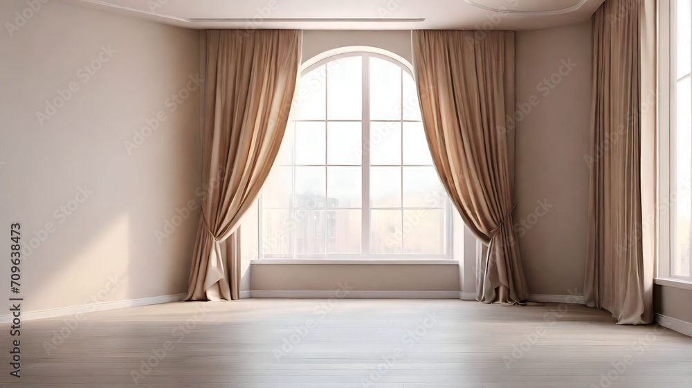 Interior of empty room with curtains. 3d render. Interior of empty room with curtains. 3d render.